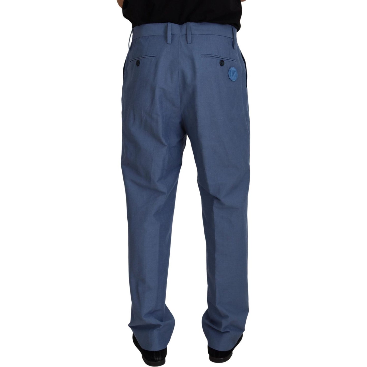 Dolce & Gabbana Elegant Blue Linen-Cotton Blend Trousers Dolce & Gabbana