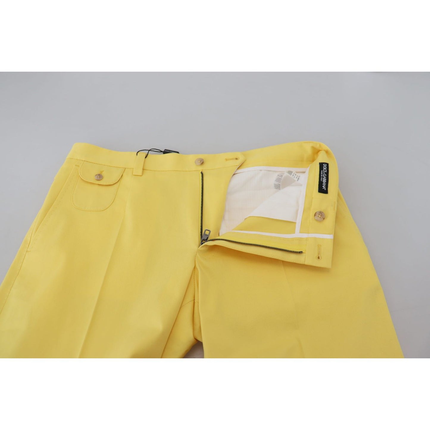 Dolce & Gabbana Sun-Kissed Yellow Cotton Trousers Dolce & Gabbana