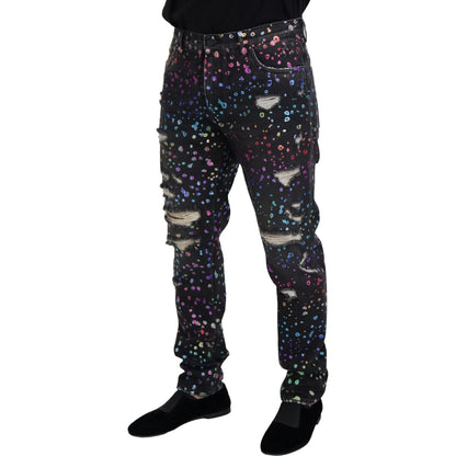 Dolce & Gabbana Elegant Multicolor Printed Denim Pants Dolce & Gabbana