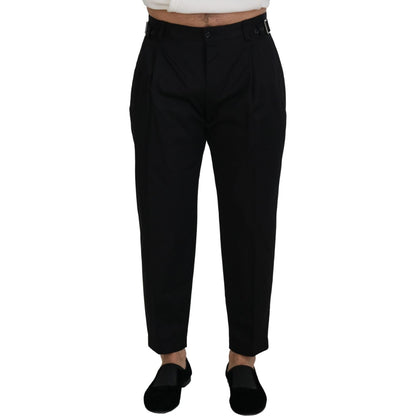 Dolce & Gabbana Sleek Black Italian Designer Pants with Side Buckle Dolce & Gabbana