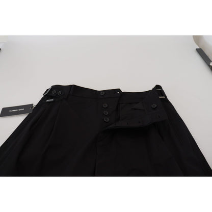 Dolce & Gabbana Sleek Black Italian Designer Pants with Side Buckle Dolce & Gabbana