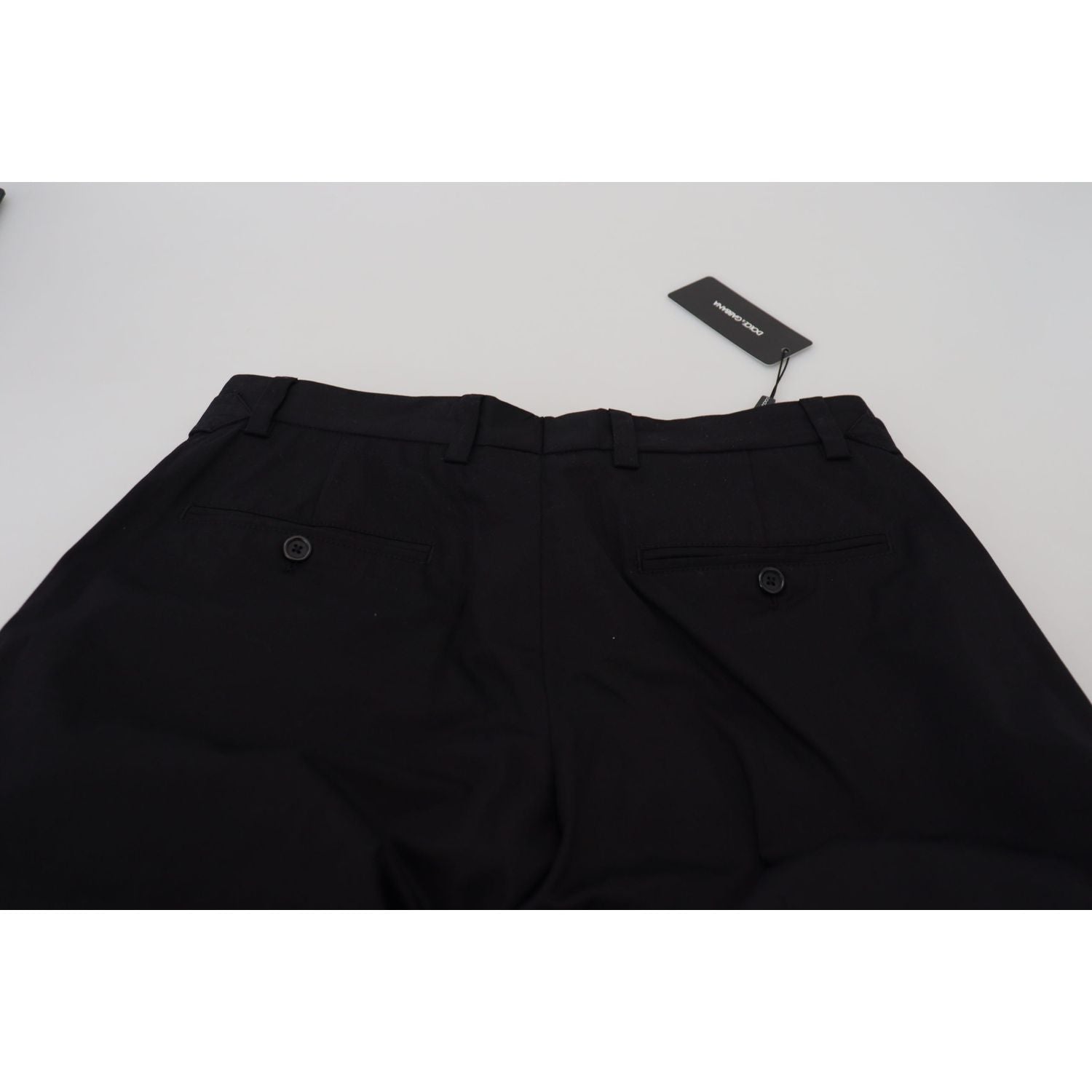 Dolce & Gabbana Sleek Black Italian Designer Pants with Side Buckle