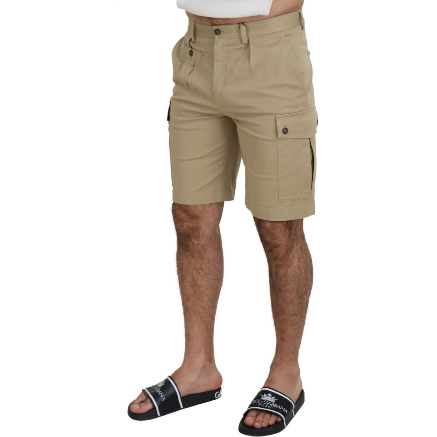 Dolce & Gabbana Elegant Beige Cotton Blend Designer Shorts Dolce & Gabbana