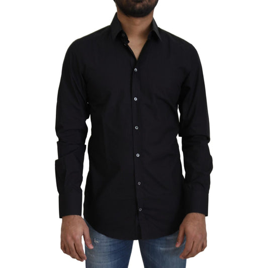 Dolce & Gabbana Elegant Slim Fit Black Cotton Dress Shirt Dolce & Gabbana