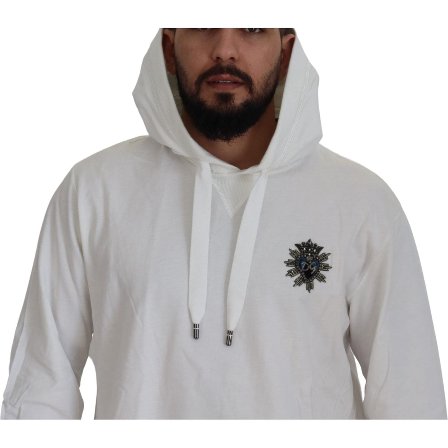 Dolce & Gabbana Stunning White Hooded Sweater Dolce & Gabbana