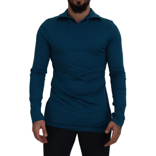 Dolce & Gabbana Elegant Blue Cotton Pullover Sweater Dolce & Gabbana