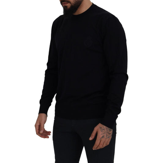 Dolce & Gabbana Elegant Black Virgin Wool Pullover Sweater Dolce & Gabbana