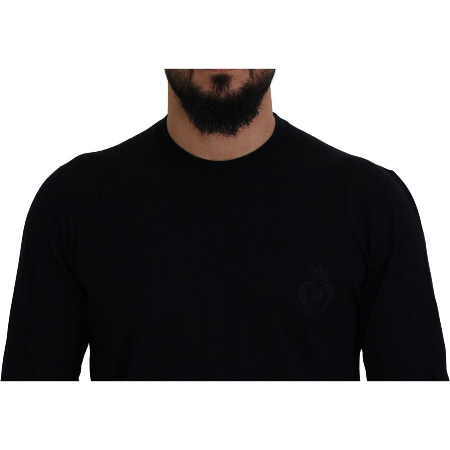 Dolce & Gabbana Elegant Black Virgin Wool Pullover Sweater Dolce & Gabbana