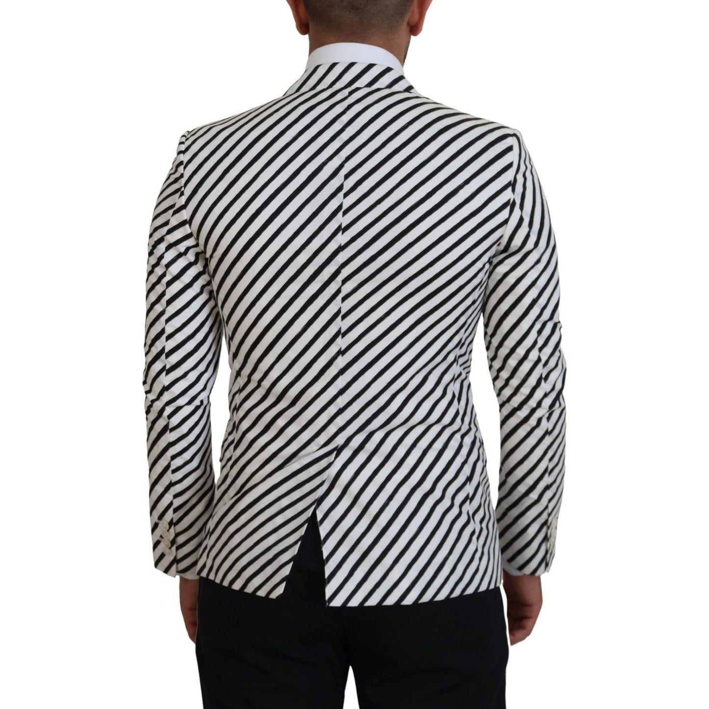 Dolce & Gabbana Elegant White Striped Single Breasted Blazer Dolce & Gabbana