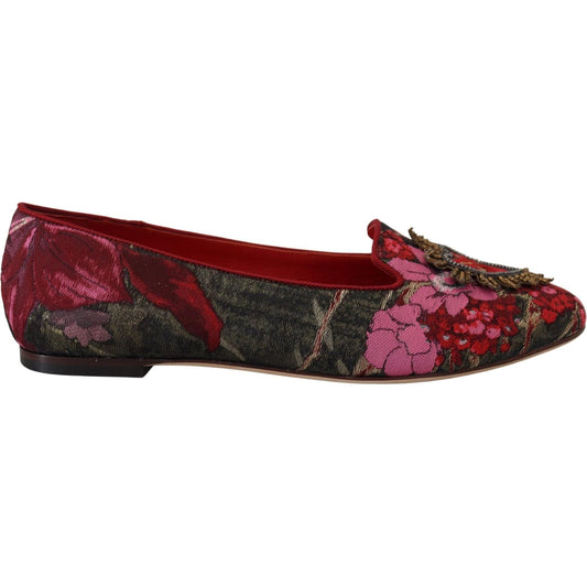 Dolce & Gabbana Multicolor Leather and Fabric Flats with Sacred Heart Patch Dolce & Gabbana