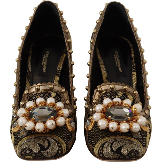 Dolce & Gabbana Elegant Gold Jacquard Brocade Pumps Dolce & Gabbana