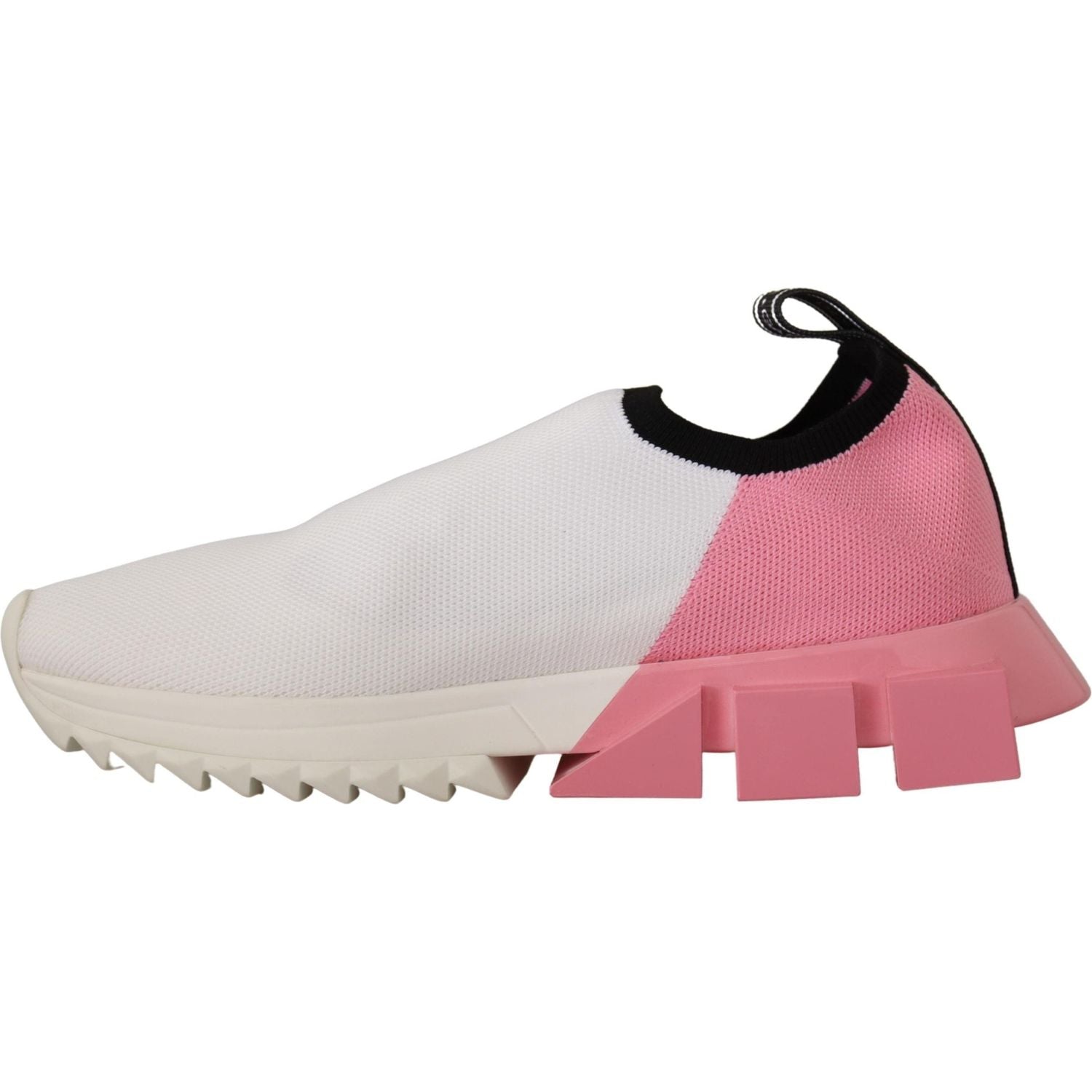 Dolce & Gabbana Elegant Sorrento Slip-On Sneakers in White & Pink