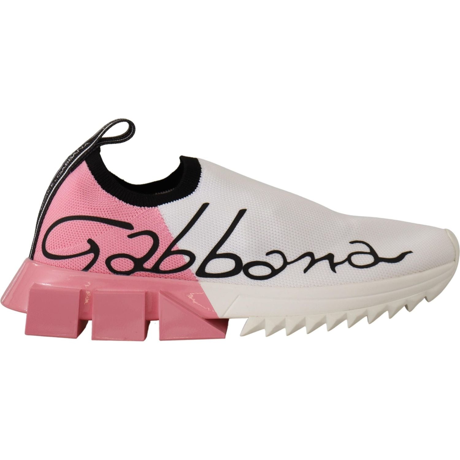 Dolce & Gabbana Elegant Sorrento Slip-On Sneakers in White & Pink