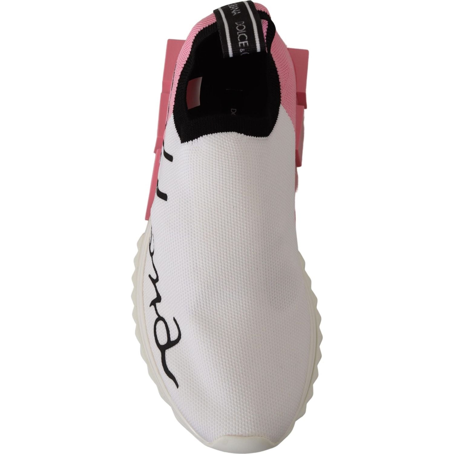 Dolce & Gabbana Elegant Sorrento Slip-On Sneakers in White & Pink