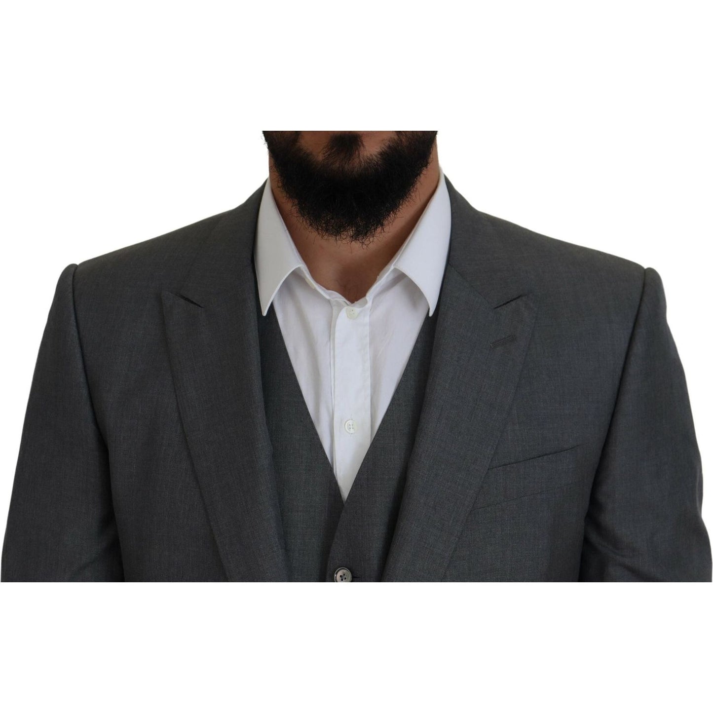 Dolce & Gabbana Sleek Silver Martini Slim Fit Three-Piece Suit Dolce & Gabbana