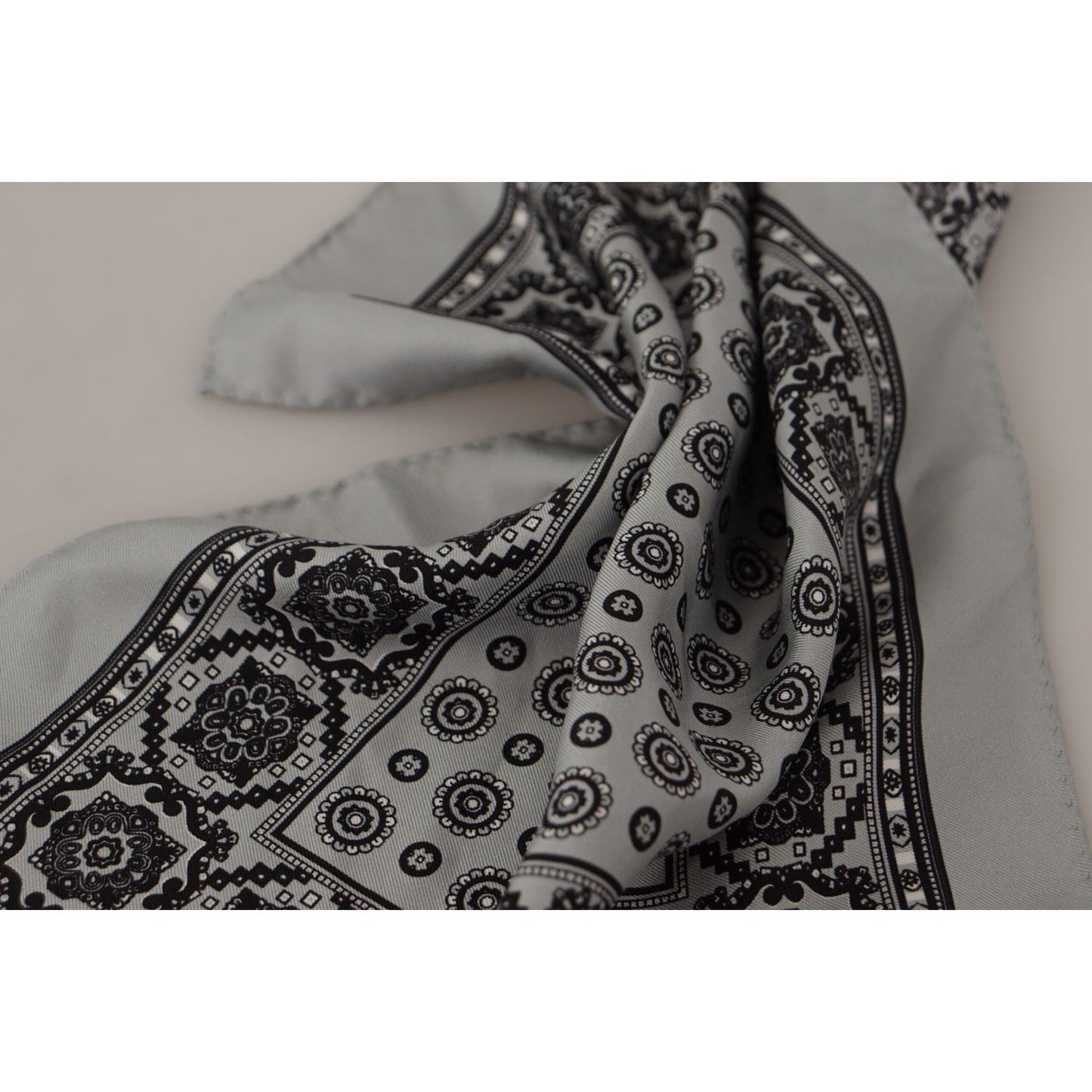 Dolce & Gabbana Elegant Grey Silk Square Scarf for Men Dolce & Gabbana