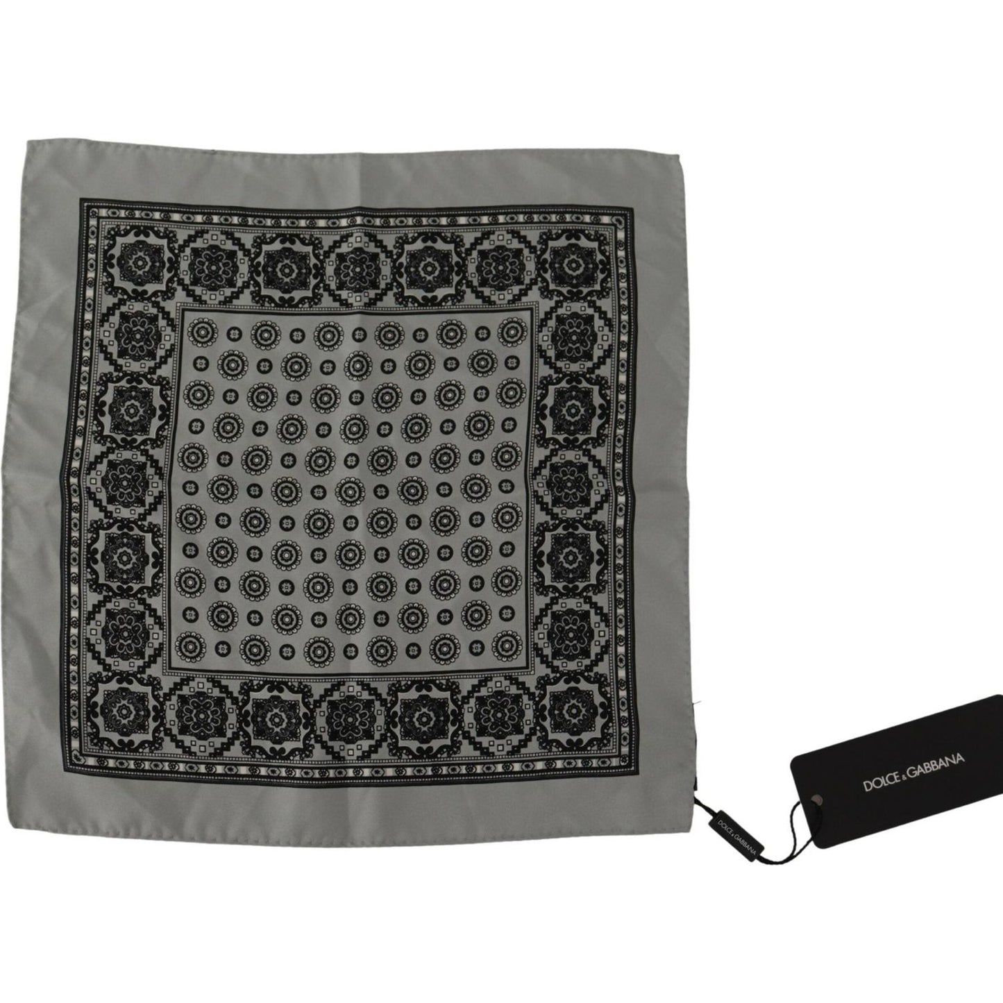 Dolce & Gabbana Elegant Grey Silk Square Scarf for Men Dolce & Gabbana