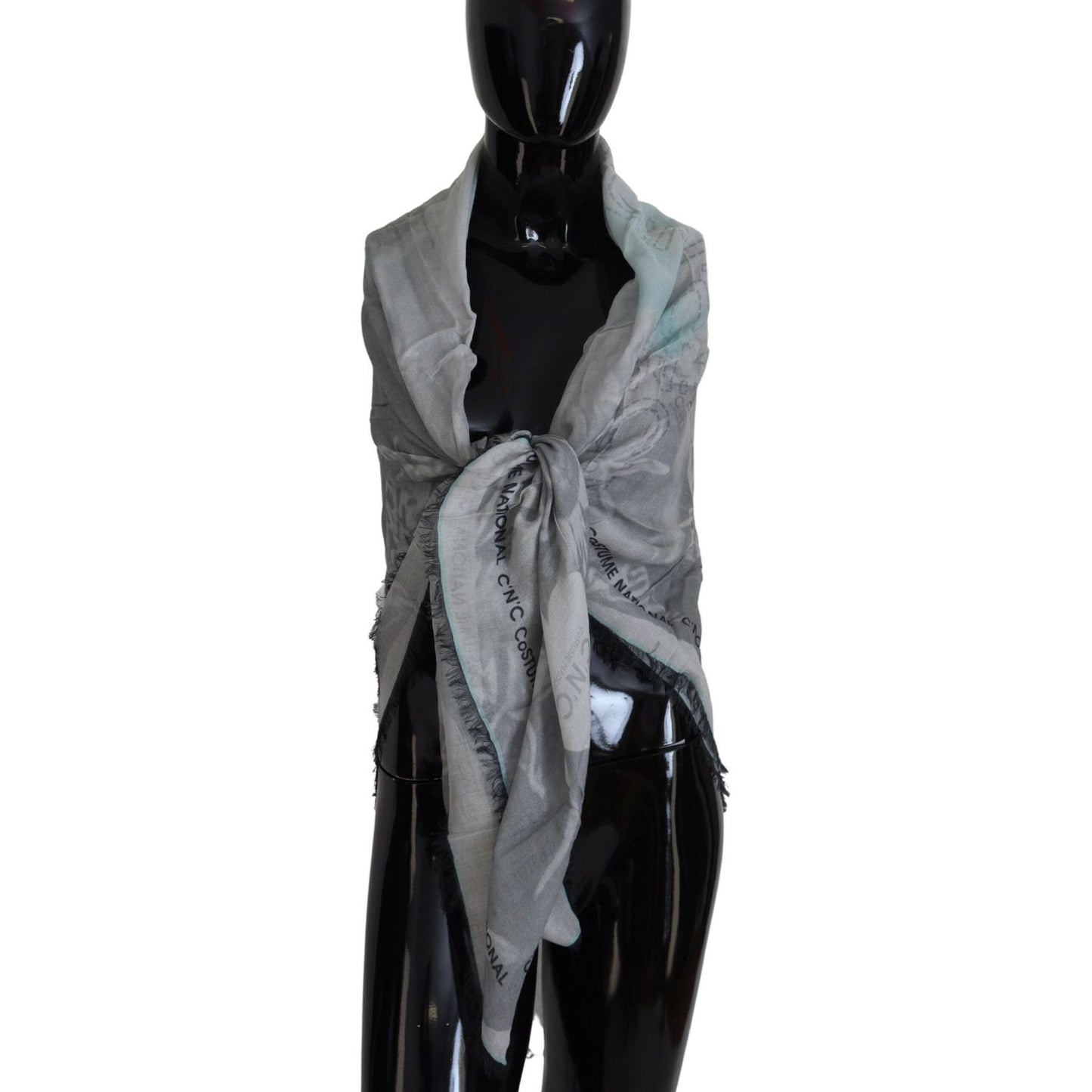 Costume National Chic Designer Grey Scarf with Fringes Costume National