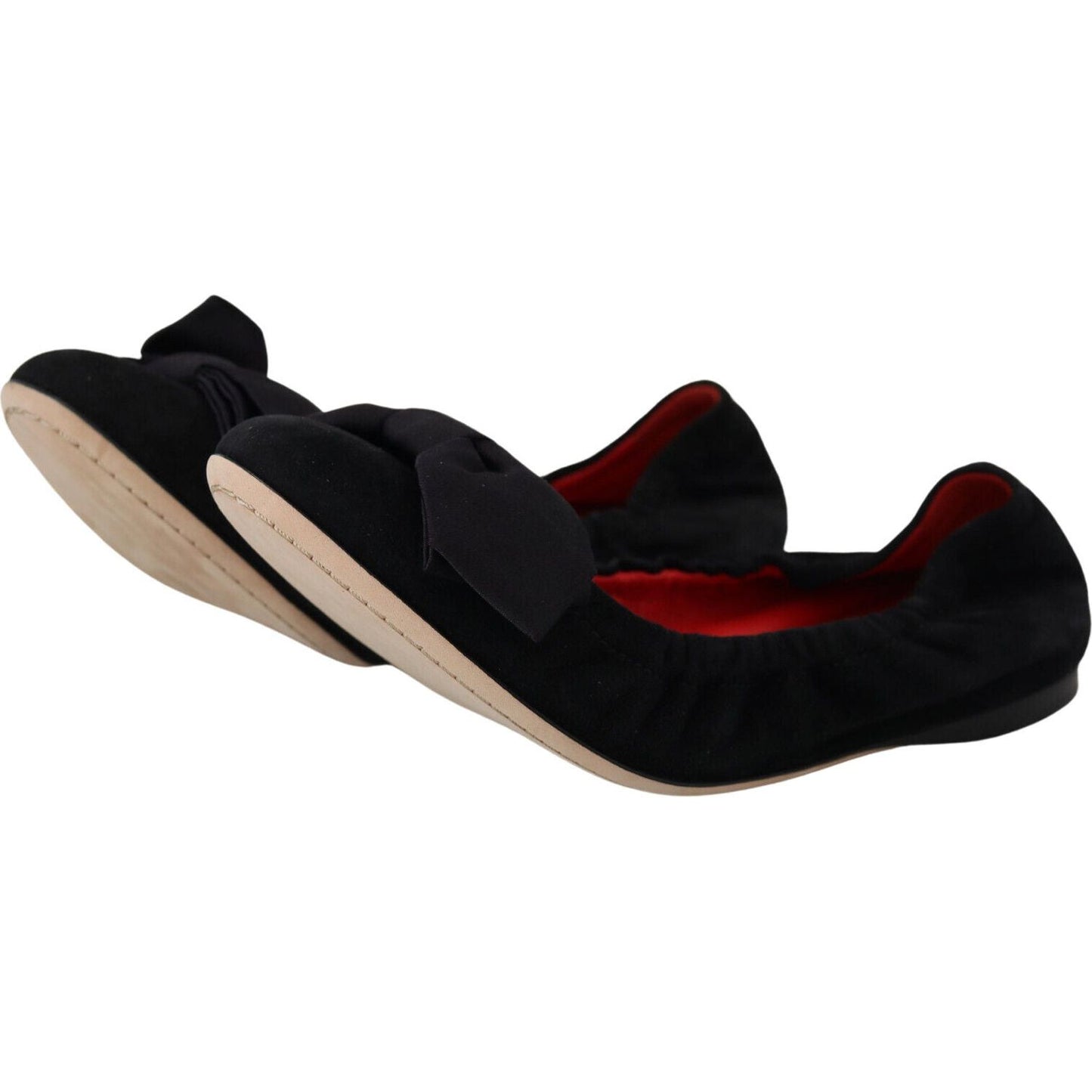 Dolce & Gabbana Elegant Black Suede Ballet Flats Dolce & Gabbana