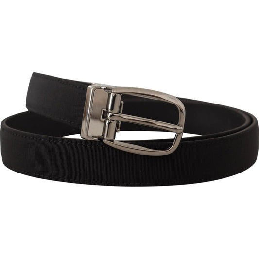 Dolce & Gabbana Elegant Grosgrain Leather Belt with Silver Buckle Dolce & Gabbana