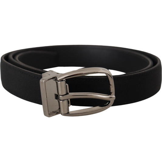 Dolce & Gabbana Elegant Grosgrain Leather Belt with Silver Buckle Dolce & Gabbana