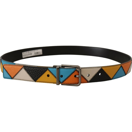 Dolce & Gabbana Multicolor Leather Belt with Silver Buckle Dolce & Gabbana