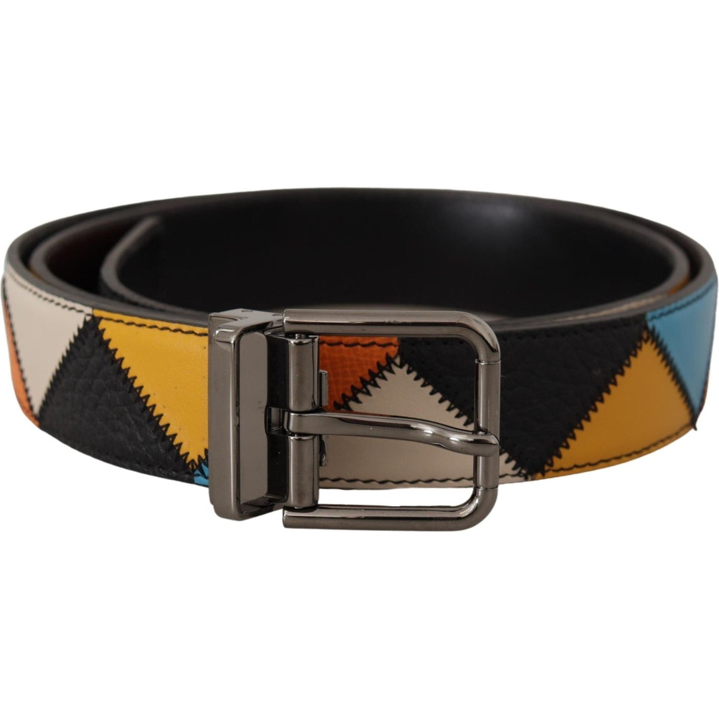 Dolce & Gabbana Multicolor Leather Belt with Silver Buckle Dolce & Gabbana