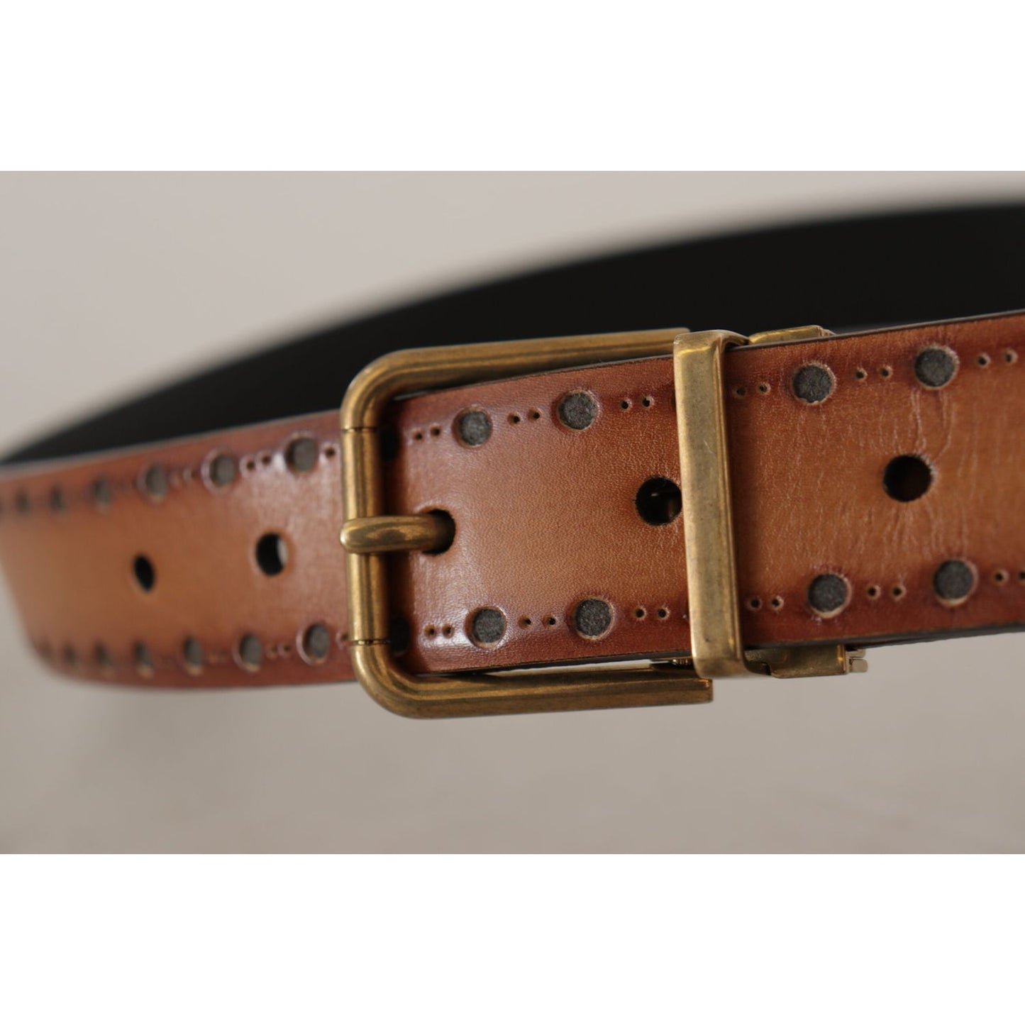 Dolce & Gabbana Elegant Brown Leather Belt with Brass Buckle Dolce & Gabbana