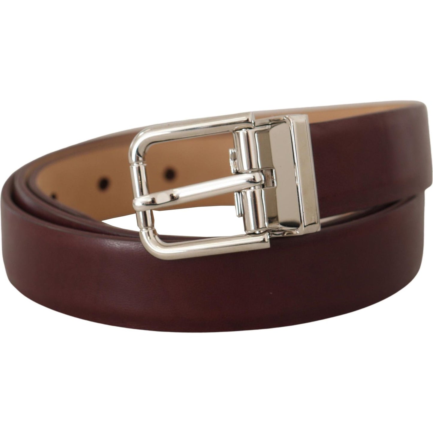 Dolce & Gabbana Elegant Leather Belt with Silver Tone Buckle Dolce & Gabbana