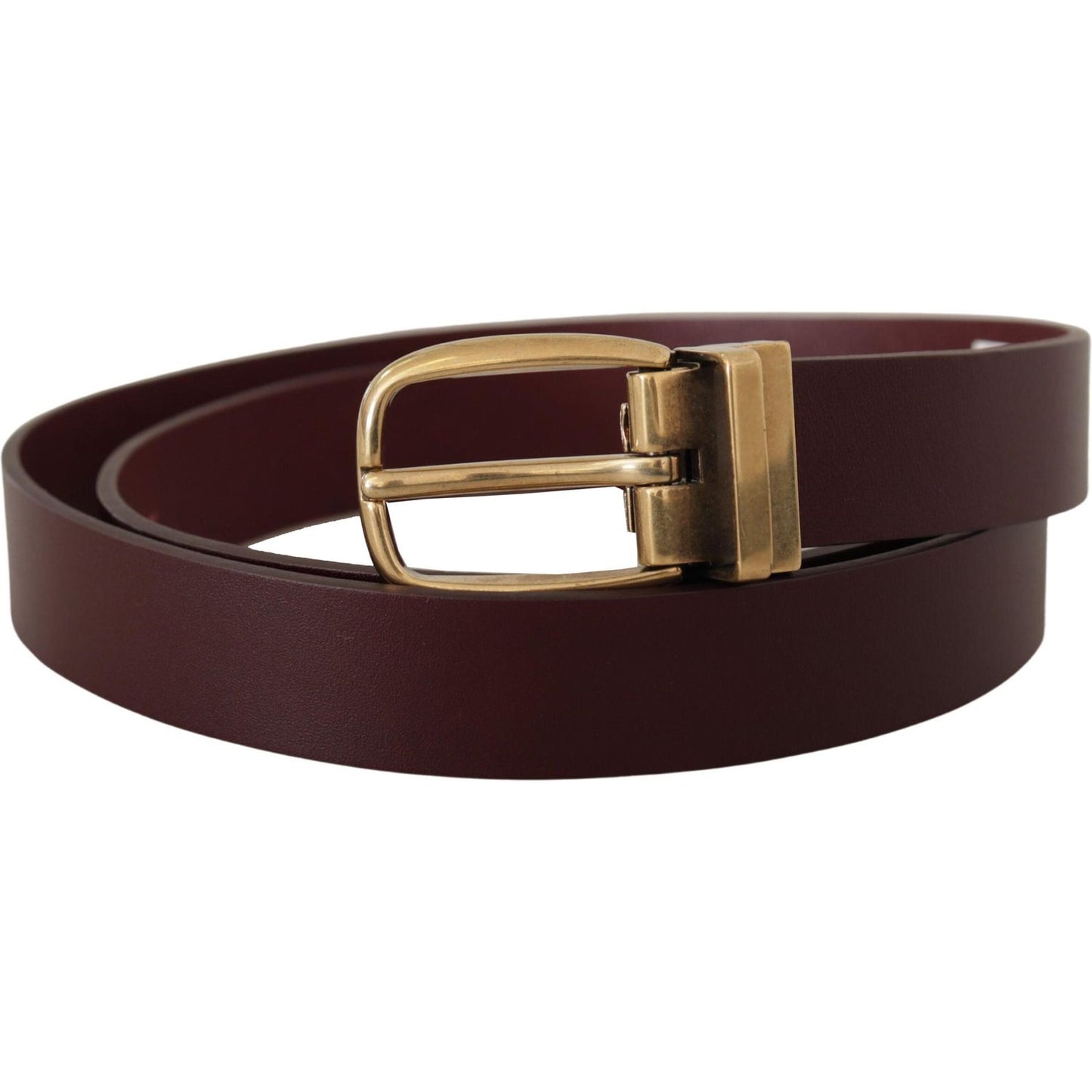 Dolce & Gabbana Elegant Brown Leather Belt with Gold Buckle Dolce & Gabbana