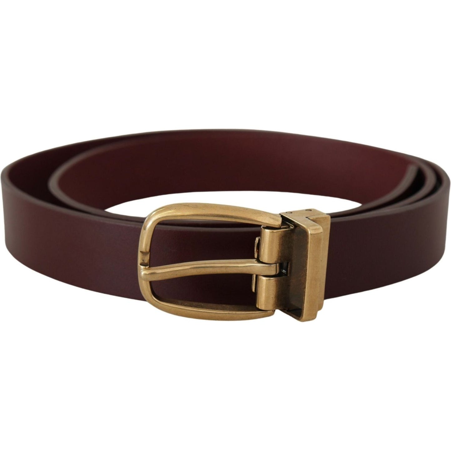 Dolce & Gabbana Elegant Brown Leather Belt with Gold Buckle Dolce & Gabbana