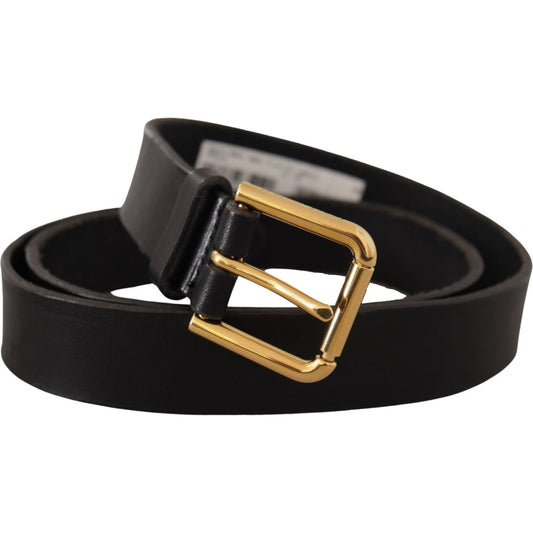 Dolce & Gabbana Sleek Black Leather Belt with Metal Buckle Dolce & Gabbana