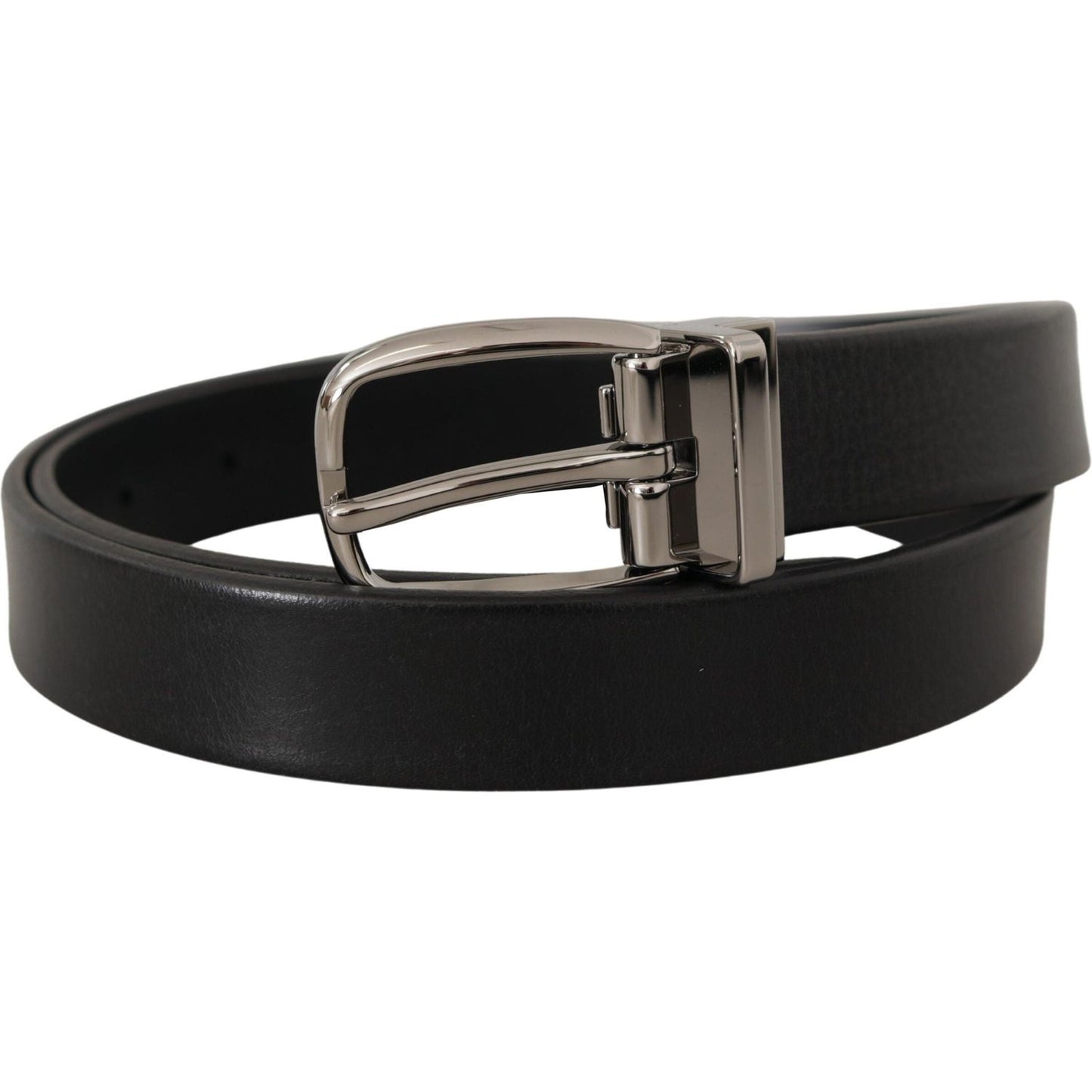 Dolce & Gabbana Elegant Black Leather Belt with Metal Buckle Dolce & Gabbana