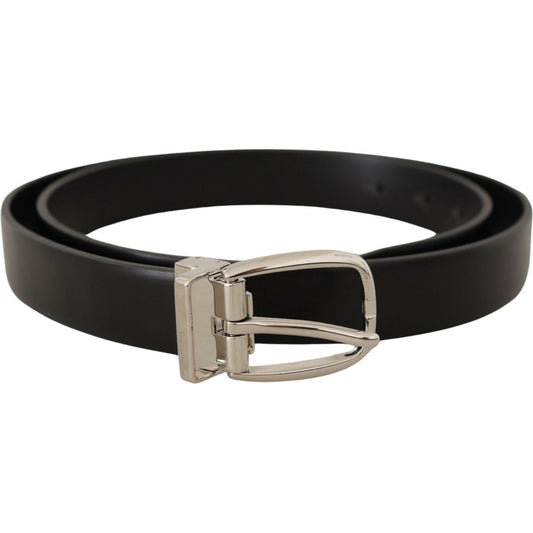 Dolce & Gabbana Elegant Black Leather Belt with Metal Buckle Dolce & Gabbana