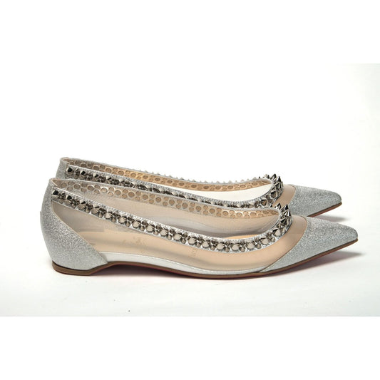 Christian Louboutin Silver Flat Point Toe Shoe Christian Louboutin