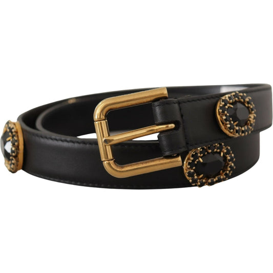 Dolce & Gabbana Elegant Black Leather Logo Belt Dolce & Gabbana