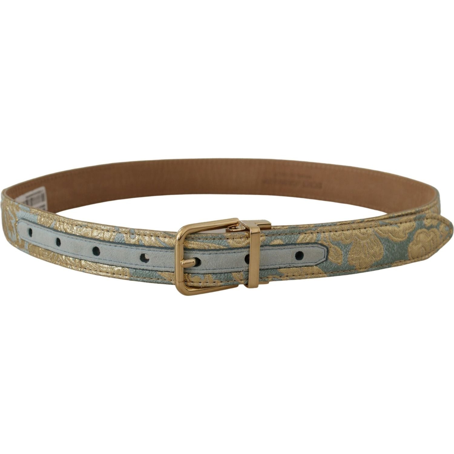 Dolce & Gabbana Elegant Light Blue Leather Belt with Gold Buckle