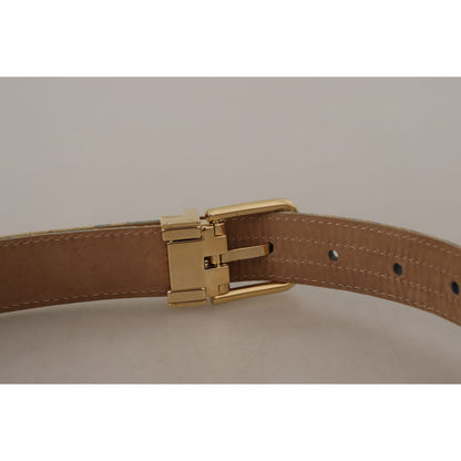 Dolce & Gabbana Elegant Light Blue Leather Belt with Gold Buckle Dolce & Gabbana