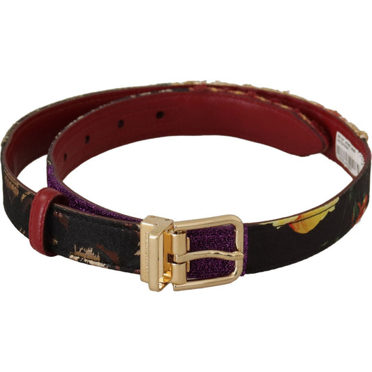 Dolce & Gabbana Multicolor Canvas Leather Belt with Engraved Buckle Dolce & Gabbana