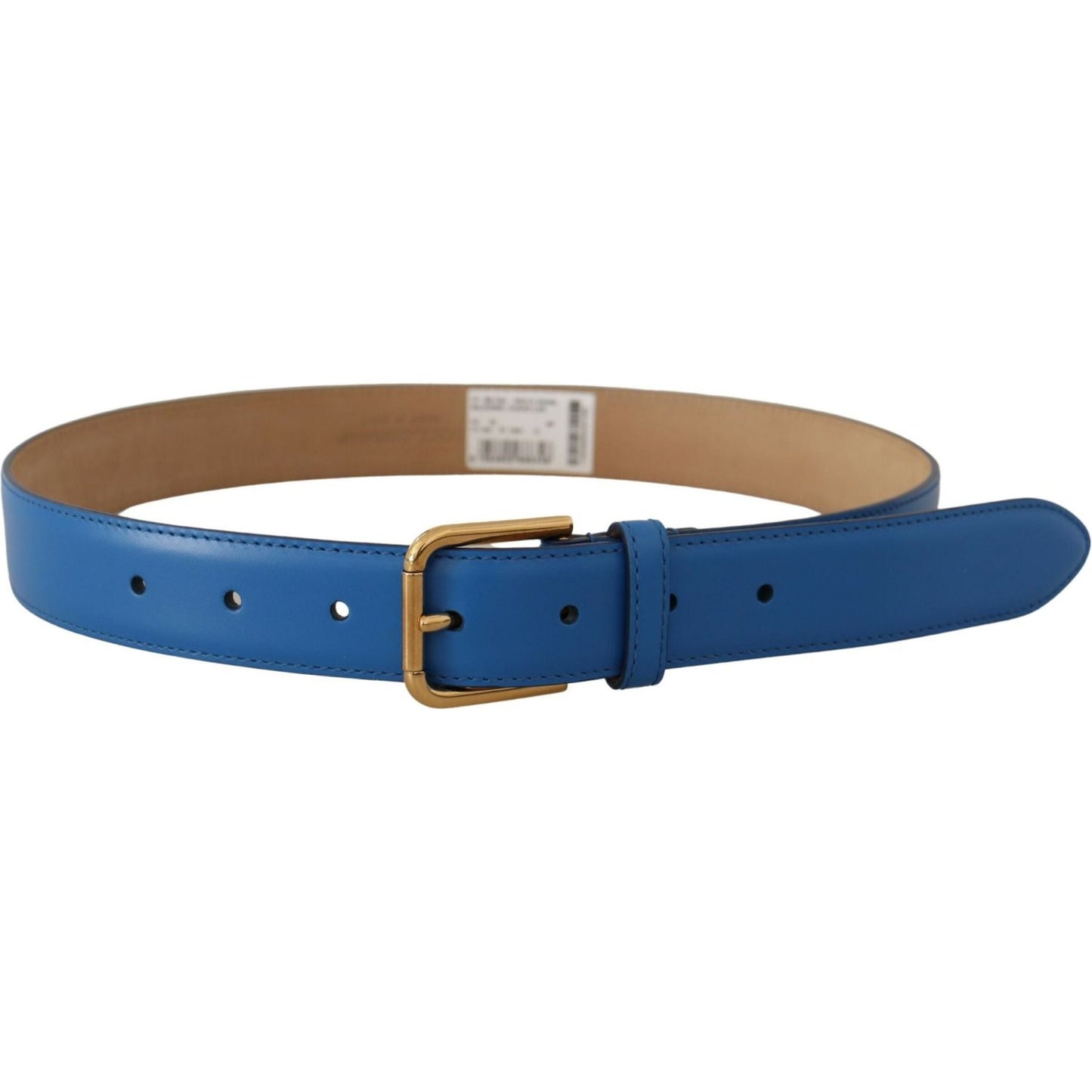 Dolce & Gabbana Elegant Blue Leather Belt with Engraved Buckle Dolce & Gabbana