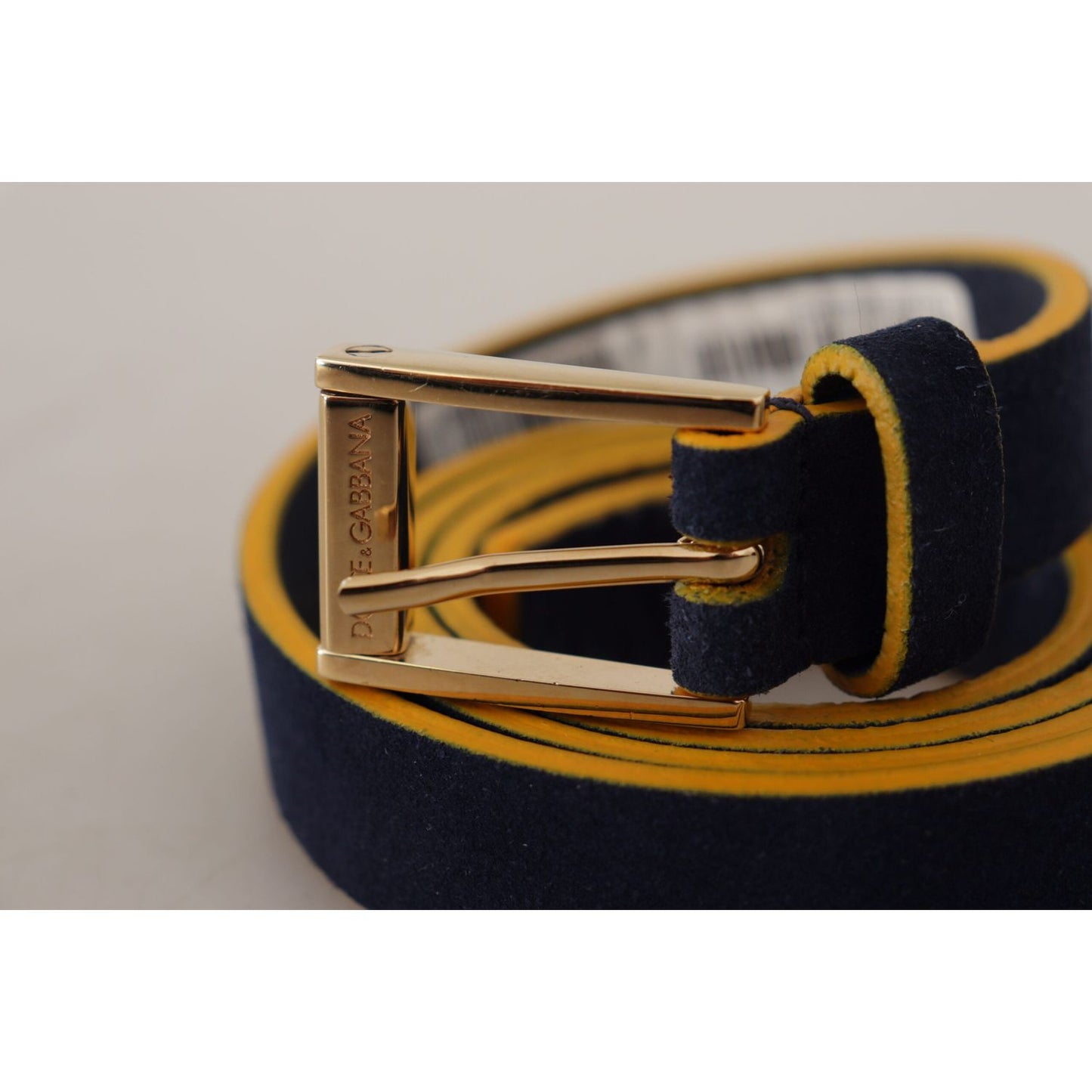 Dolce & Gabbana Chic Blue Suede Logo Buckle Belt Dolce & Gabbana