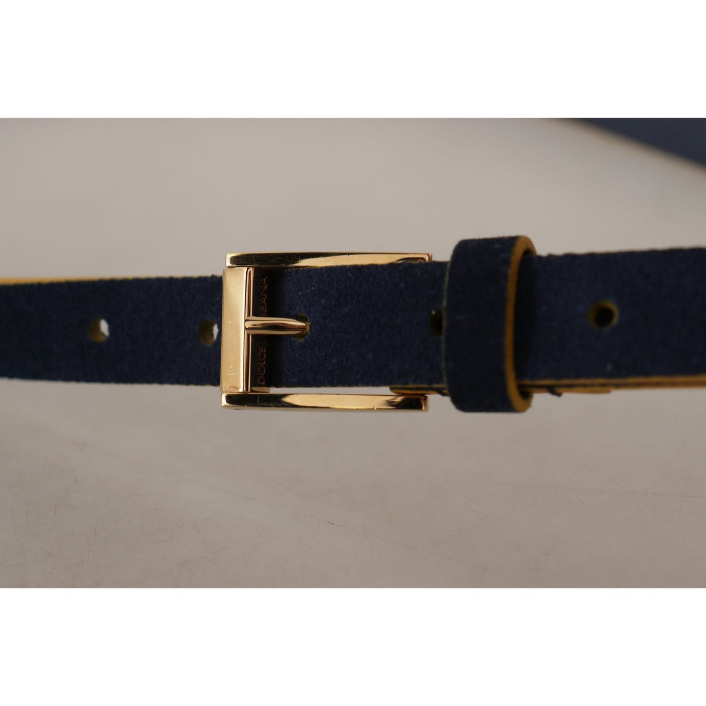 Dolce & Gabbana Chic Blue Suede Logo Buckle Belt Dolce & Gabbana