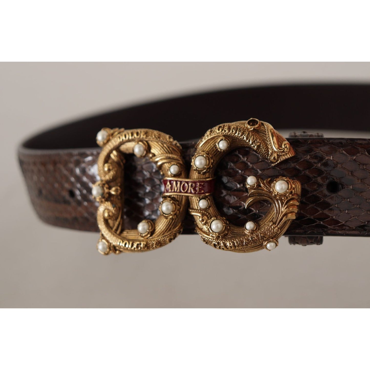 Dolce & Gabbana Elegant Snakeskin Leather Belt Dolce & Gabbana