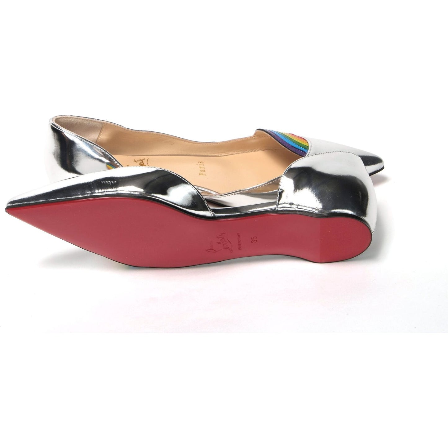 Christian Louboutin Silver Patentleather Flat Point Toe Shoe Christian Louboutin