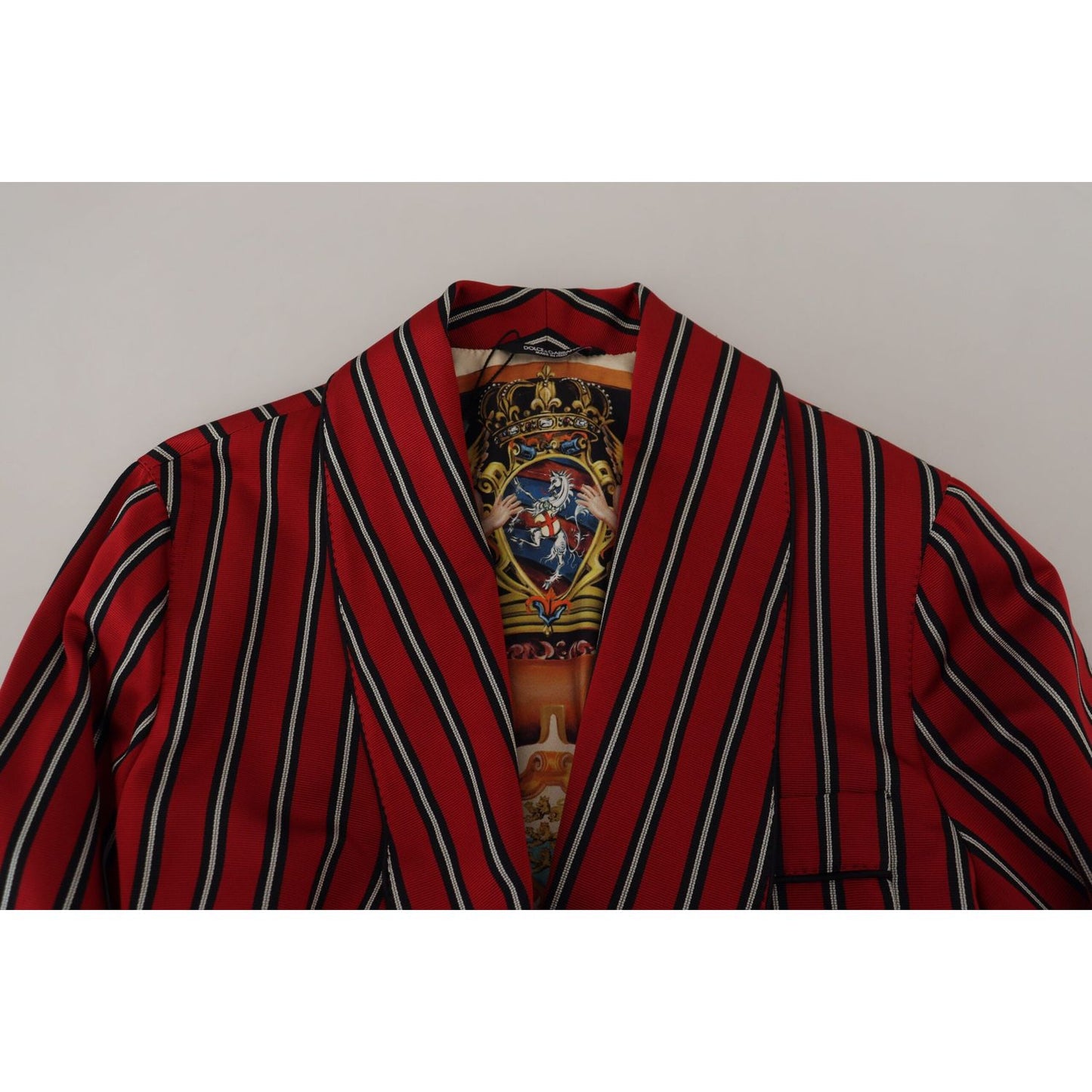 Dolce & Gabbana Elegant Red Striped Long Robe Luxury Wear Dolce & Gabbana