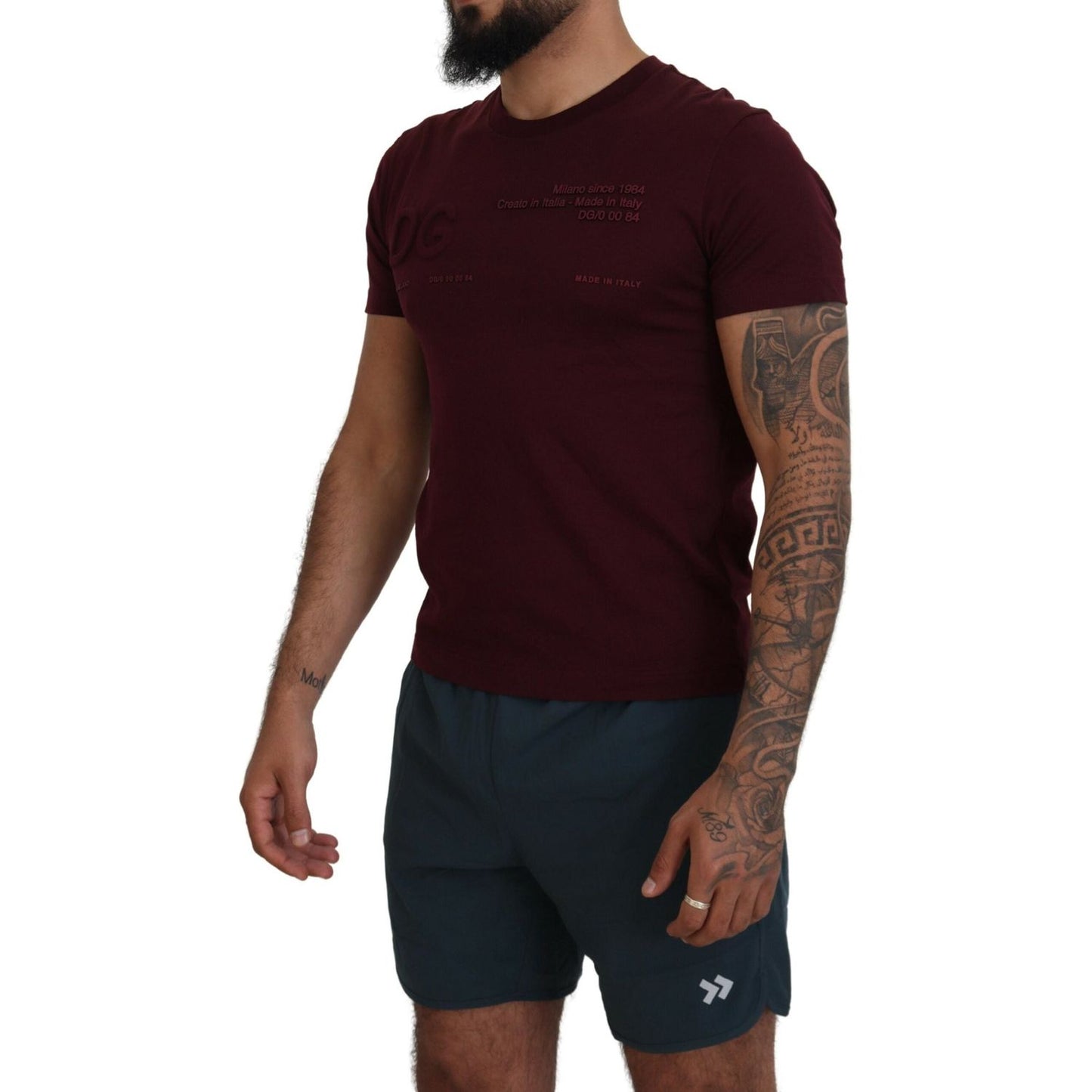 Dolce & Gabbana Elegant Maroon Crew Neck Casual Tee Dolce & Gabbana