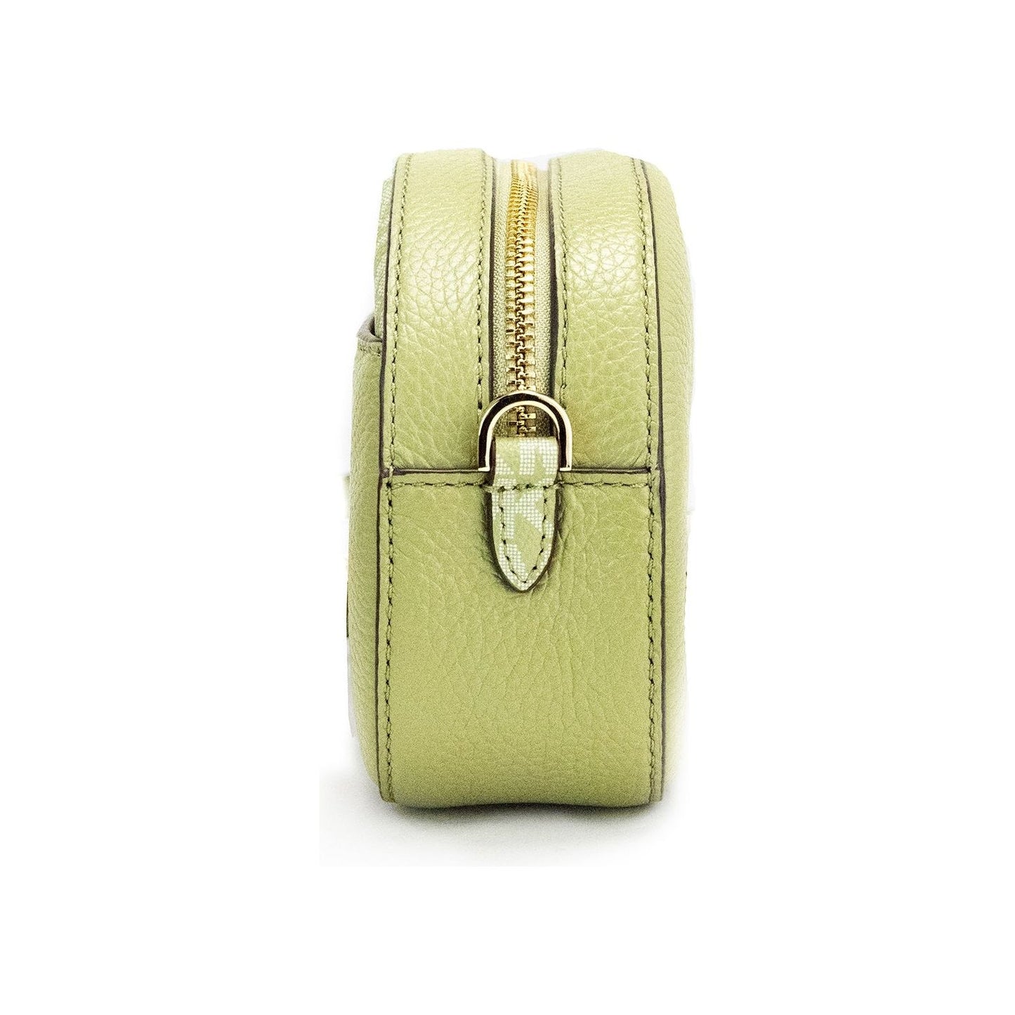 Michael Kors Jet Set Glam Light Sage Leather Front Pocket Oval Crossbody Handbag Michael Kors