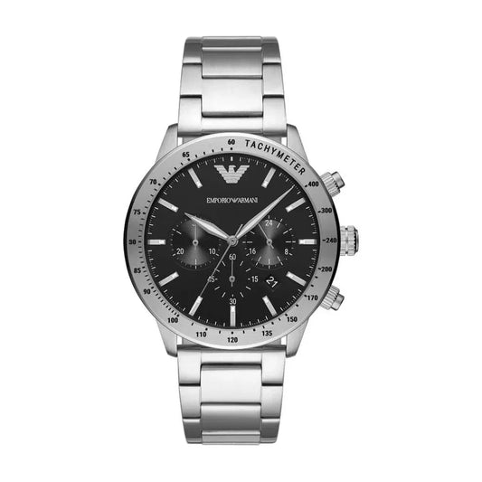 Emporio Armani Sleek Silver Steel Chronograph Watch Emporio Armani