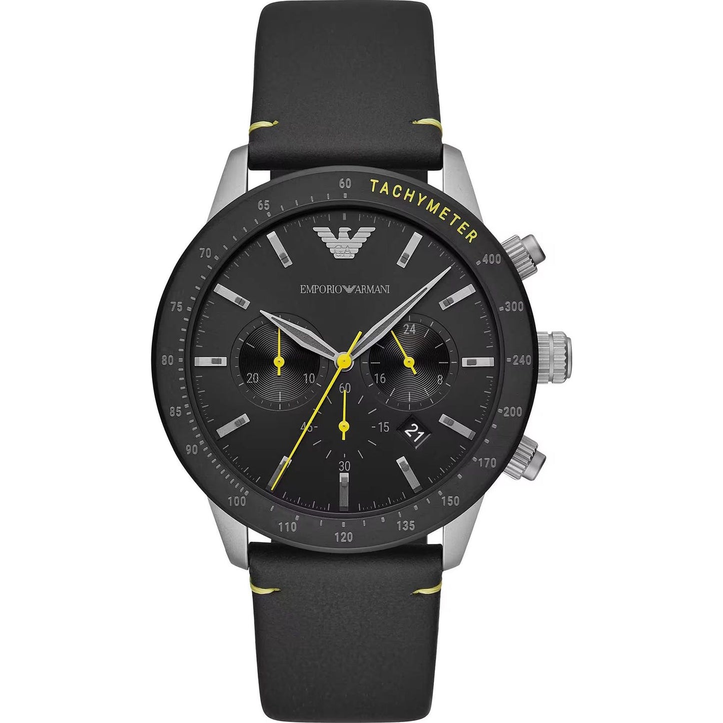 Emporio Armani Elegant Chronograph Leather Strap Watch Emporio Armani