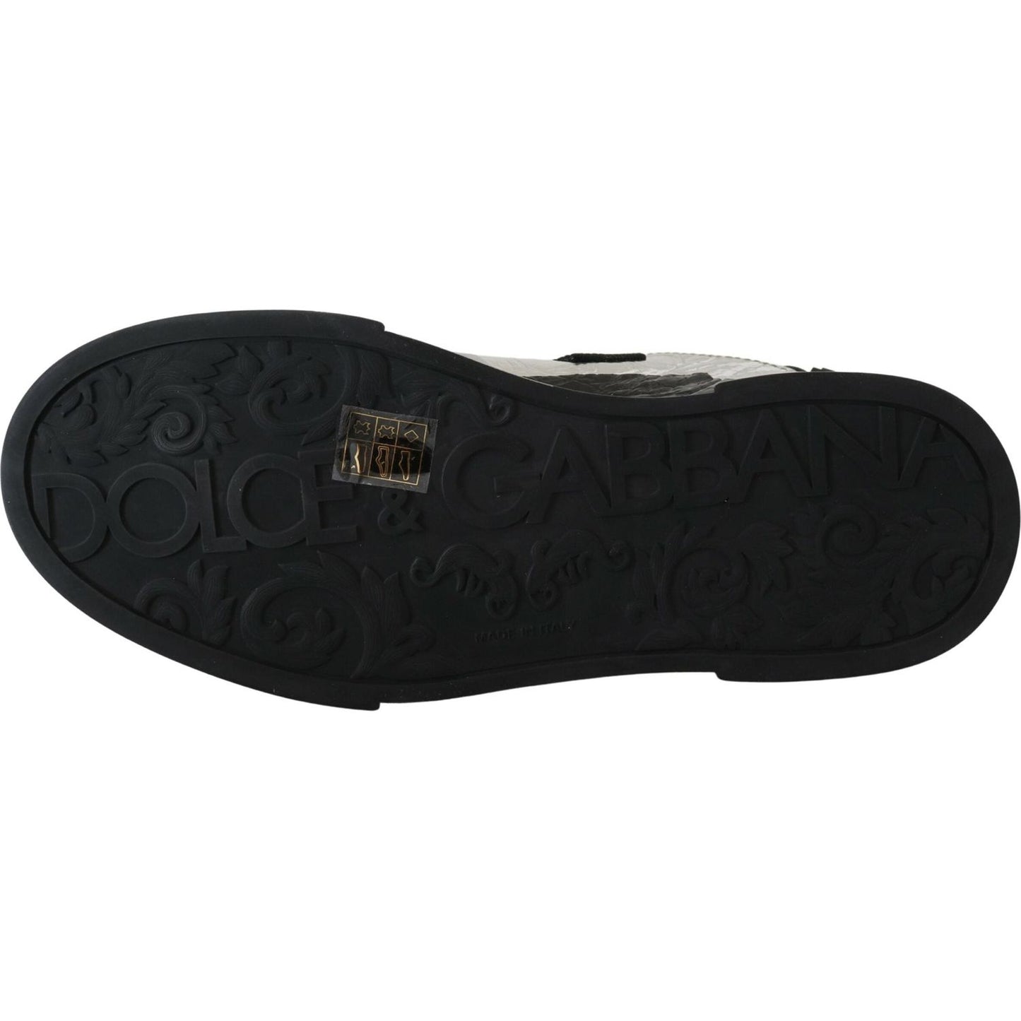 Dolce & Gabbana Exclusive Silver and Black Low Top Leather Sneakers Dolce & Gabbana